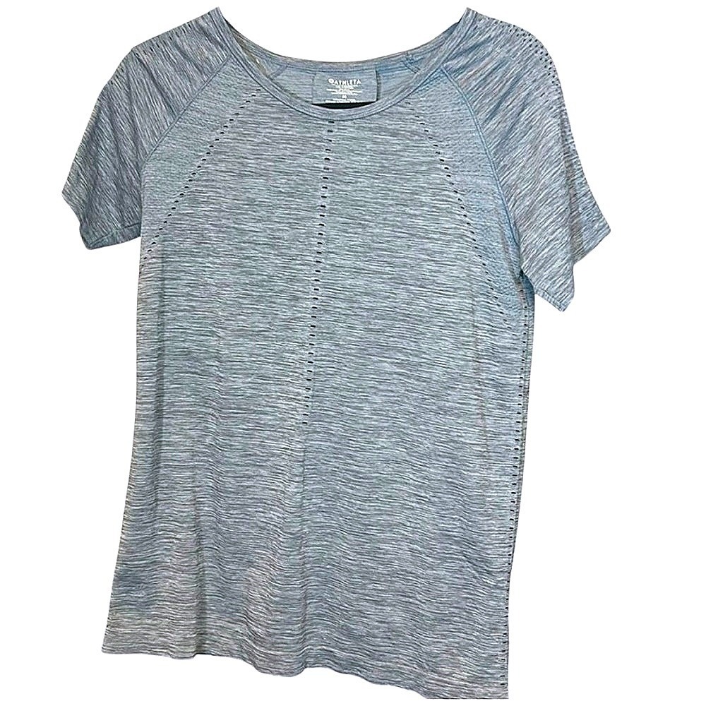 Athleta Foothill Grey‎ Heathered, S Slv, Jewel neck, Seamless Perforated M